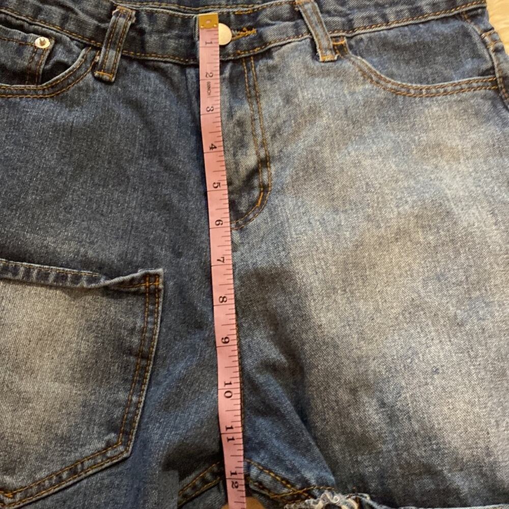 Funky Reworked Spliced Raw Hem Straight Leg High Rise Women’s Denim Jeans - Picture 9 of 12